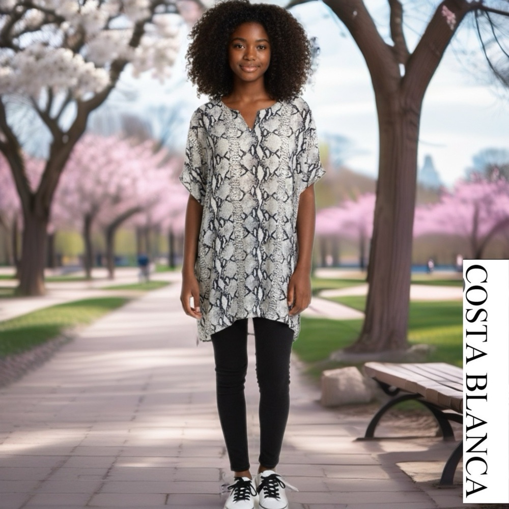Costa Blanca Monochrome Snake Print Tunic Dtess